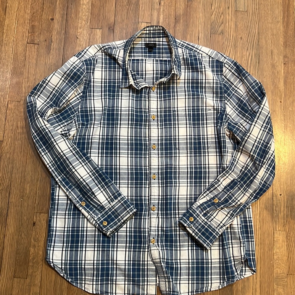 Mens J Crew button up plaid medium flannel XL